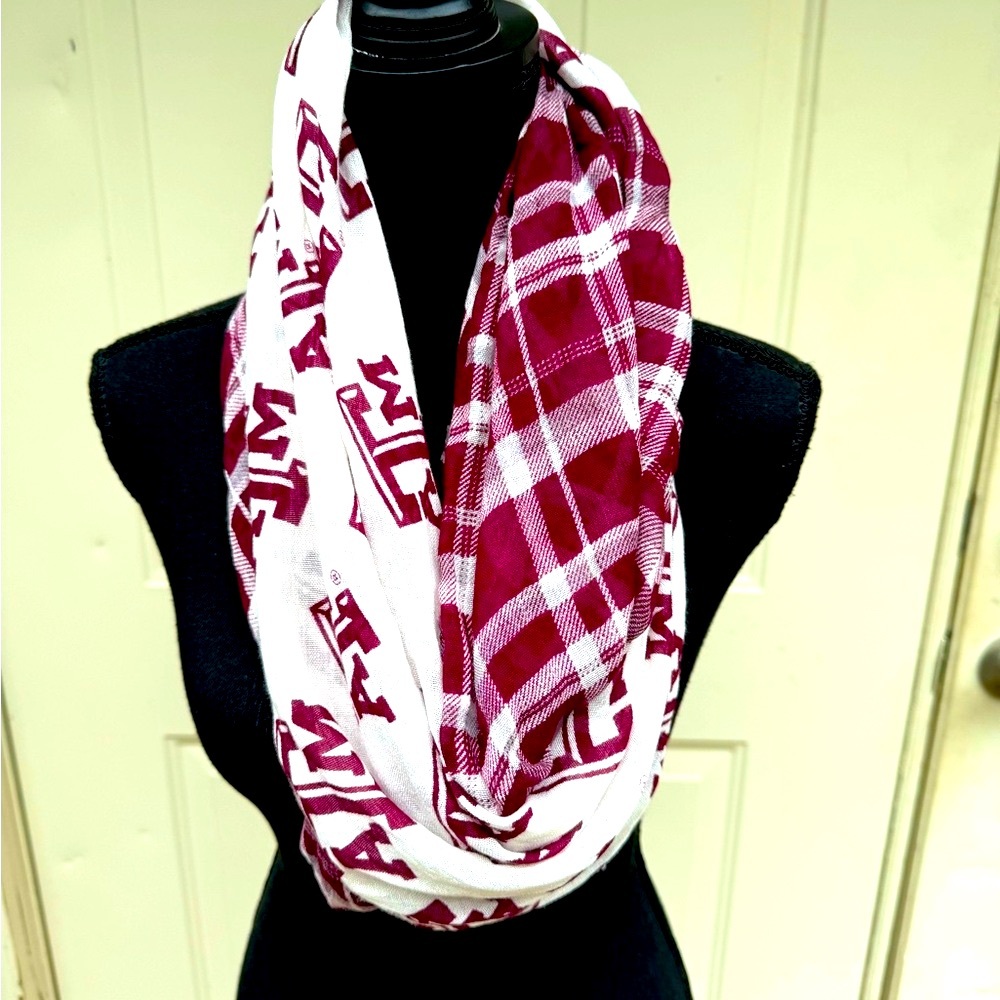 Infinity Scarf, Texas A&M, Cream, Burgundy & Gray